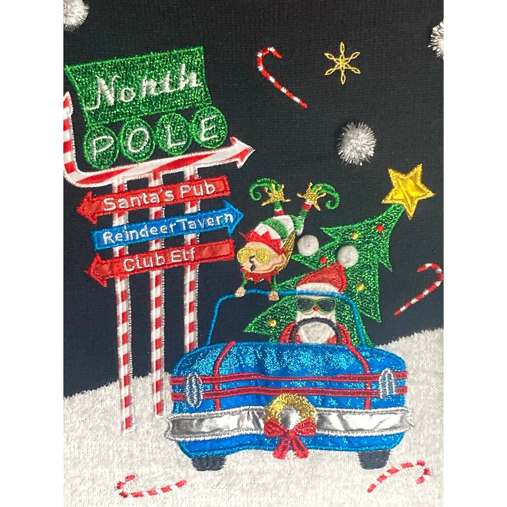 Holiday Time Women's M 8-10 Holiday Christmas Sweater Santa Elf Ugly